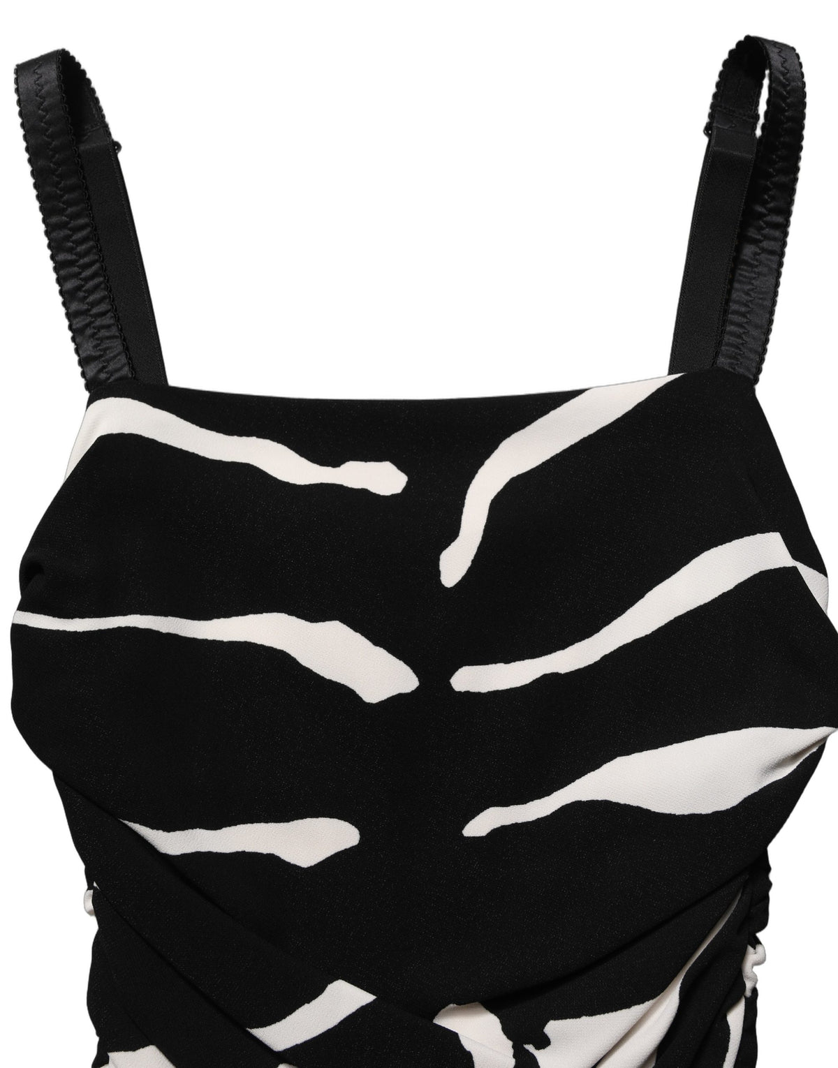 Dolce & Gabbana Schwarz Weiß Zebra Cady Wadenlanges Kleid
