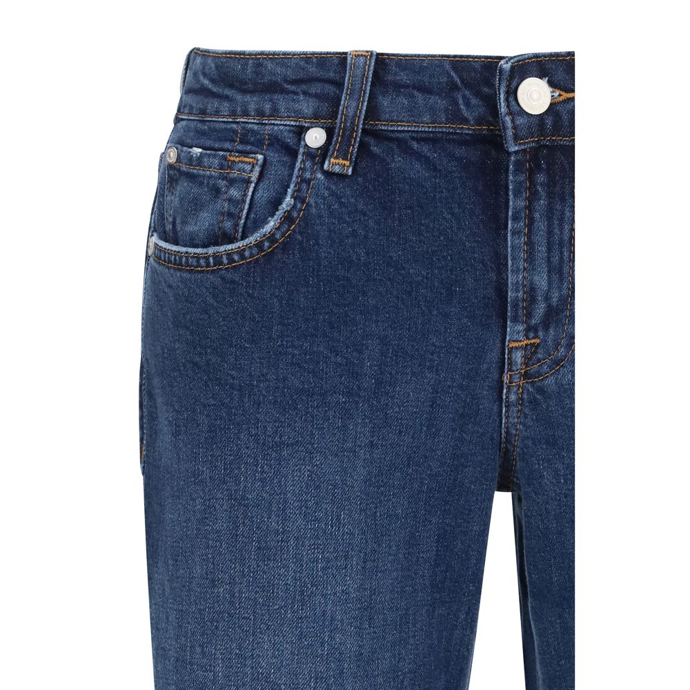 7FOR Blaue Ausgestellte Baumwolljeans