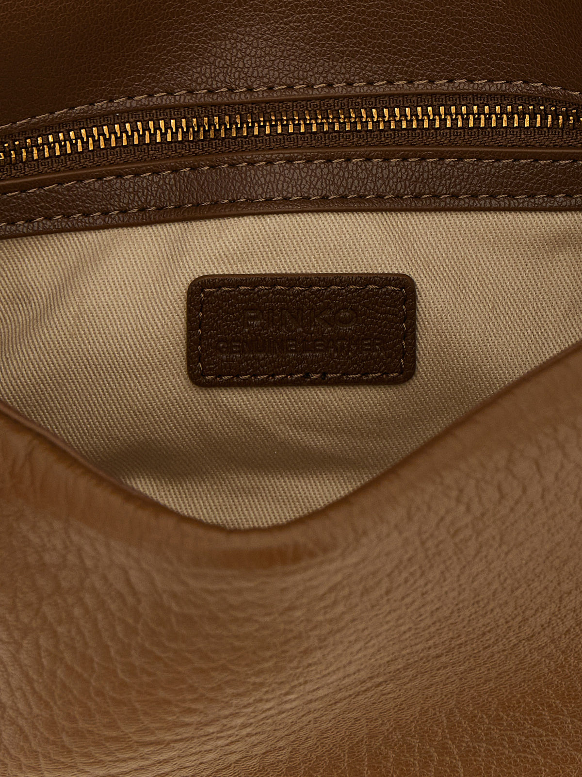 PINKO Saviour Brown Leather Shoulder Bag
