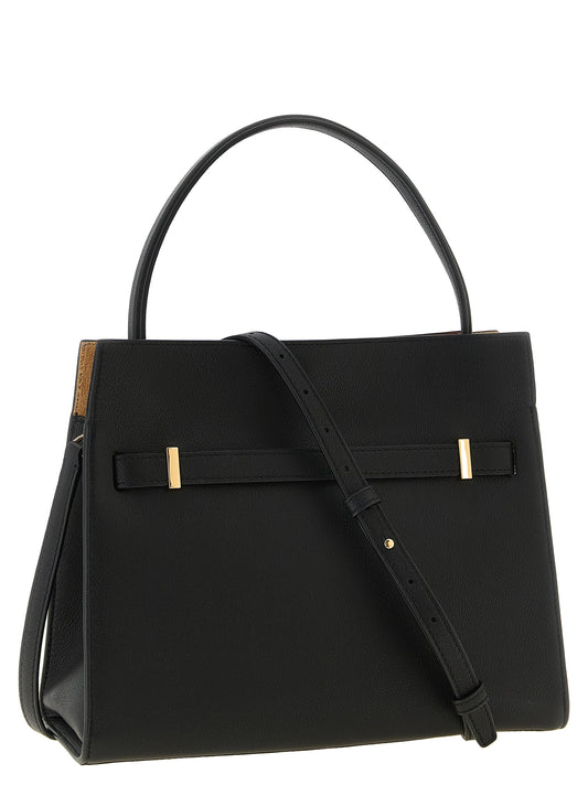 Tory Burch Lee Radziwill Black Leather Handbag