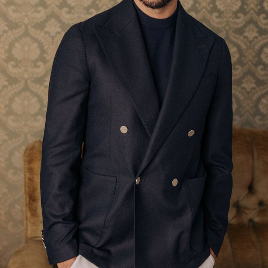 Autore Blue Wool Full-Length Blazer