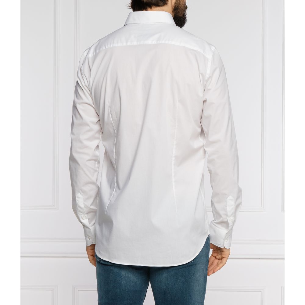 Aeronautica Militare "White Cotton Men's Shirt with Slim Fit Design"