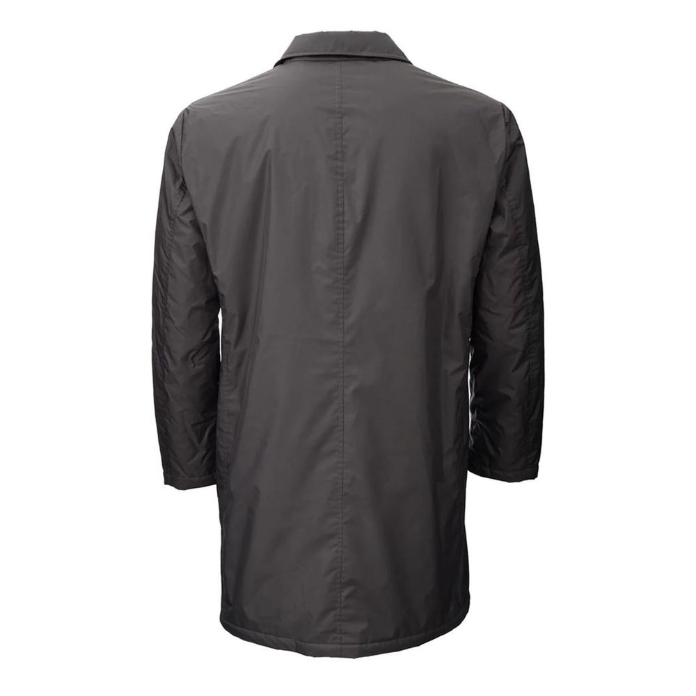 Add Brown Polyester Men's Trench Jacket