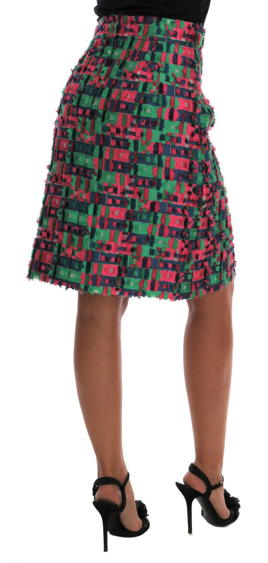 Dolce & Gabbana Rosa Grüner Jacquard Bleistiftrock