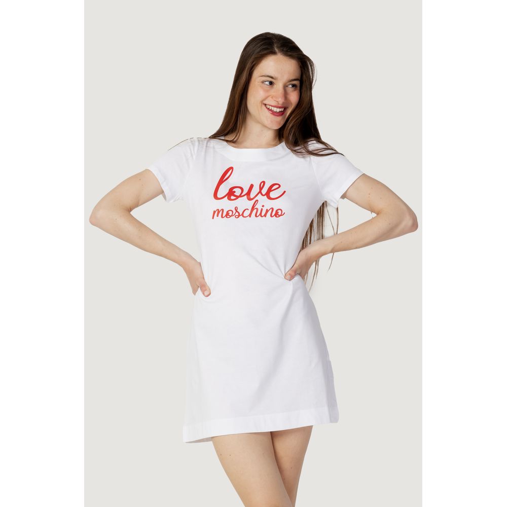 Love Moschino White Cotton Short Dress