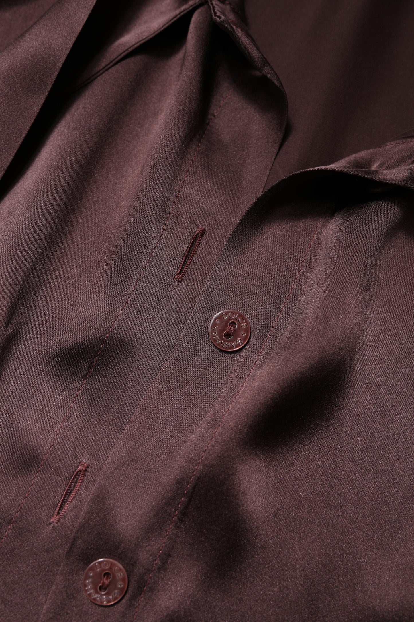 Dolce & Gabbana Brown Ascot Collar Long Sleeve Blouse Top