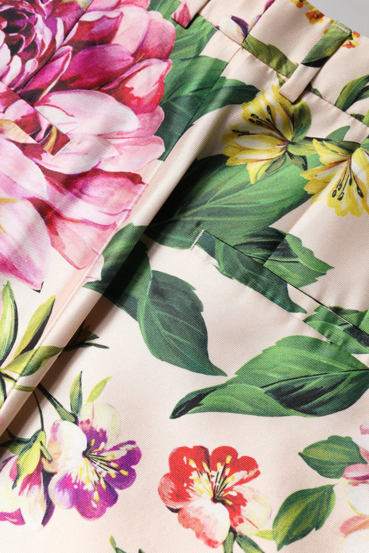 Dolce & Gabbana Mehrfarbige Blumenhose mit hoher Taille und geradem Schnitt