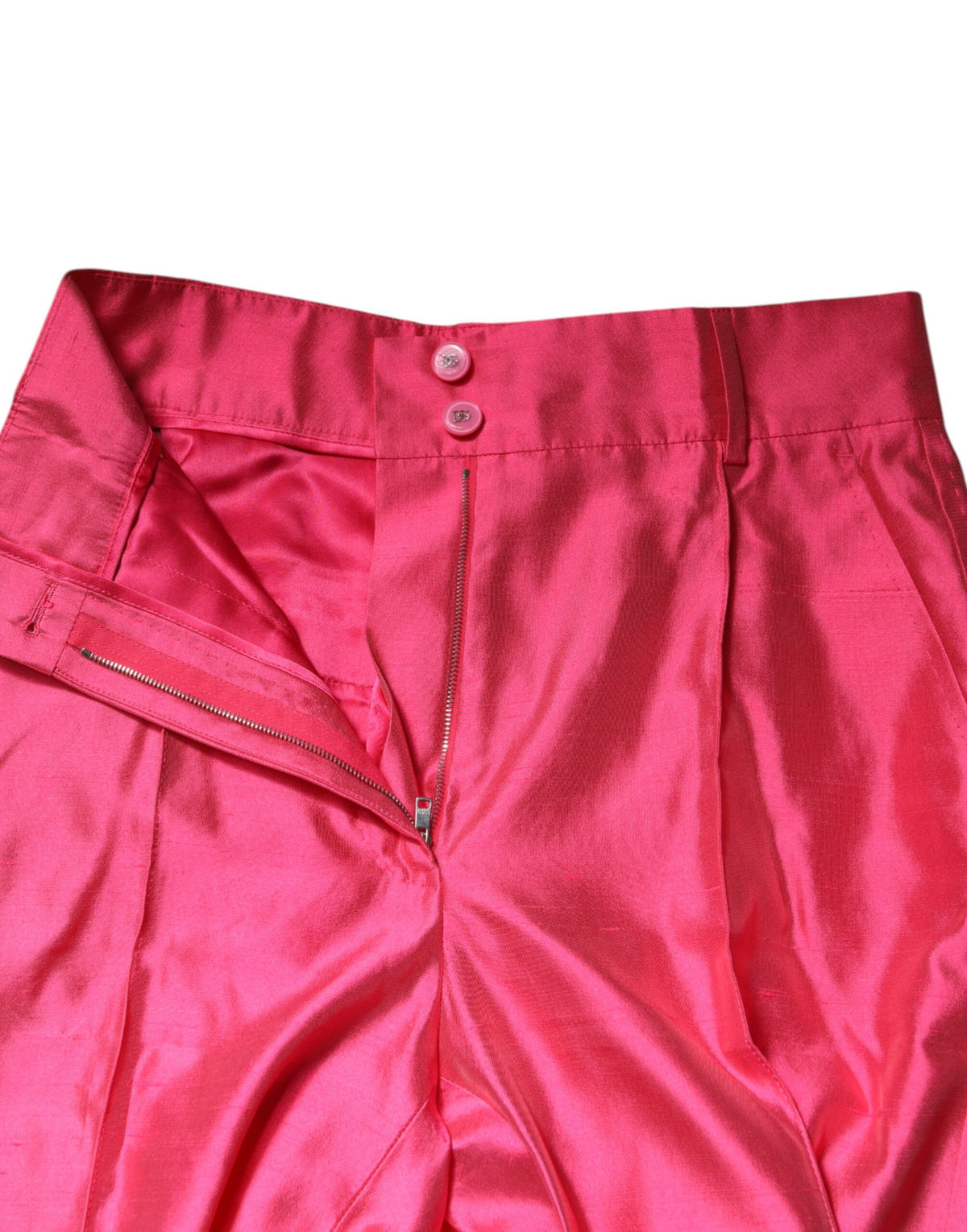 Dolce & Gabbana Rosa Seidenhose mit hoher Taille und schmal zulaufendem Bein