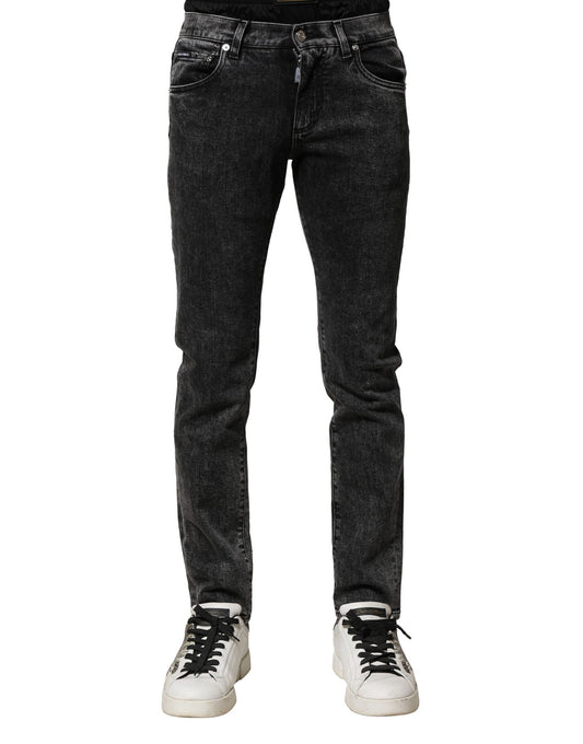Dolce & Gabbana Black Washed Double Waistband Denim Jeans