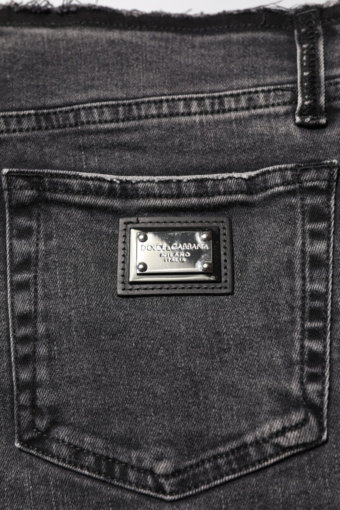 Dolce & Gabbana Gray Skinny Cotton Mid Waisted Denim Jeans