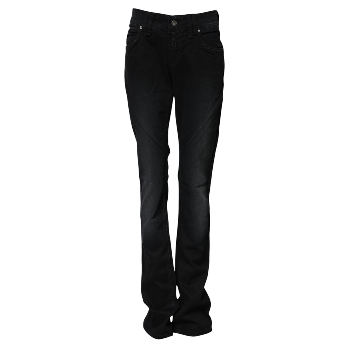 John Galliano Schwarze Baumwoll-Tapered-Jeans mit mittlerer Bundhöhe