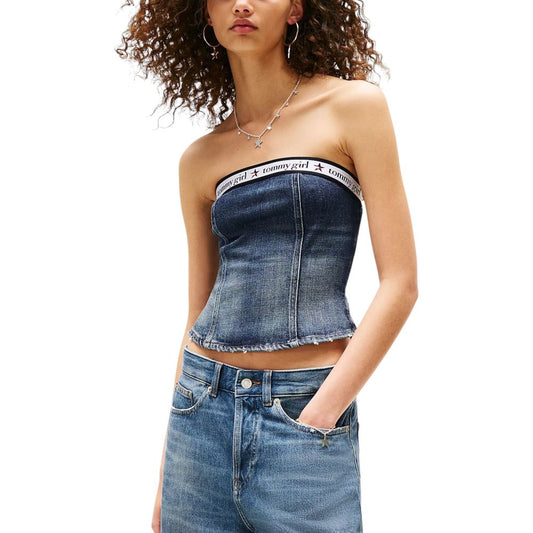Tommy Hilfiger Jeans Blue Recycled Cotton Top Shirt