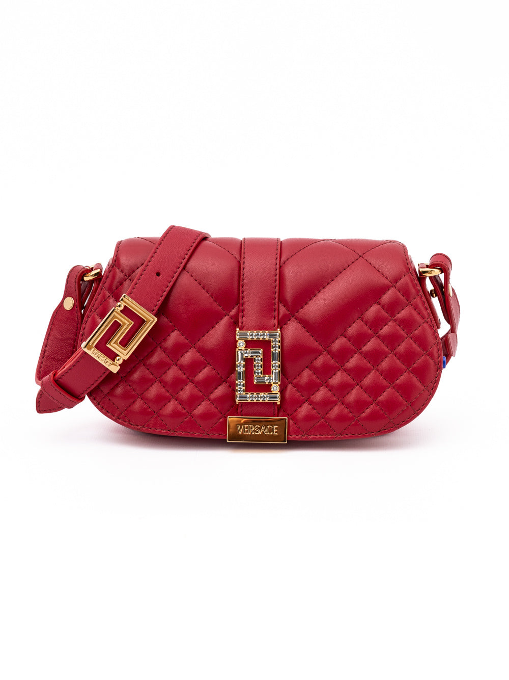 Versace Schultertasche aus rotem gestepptem Leder