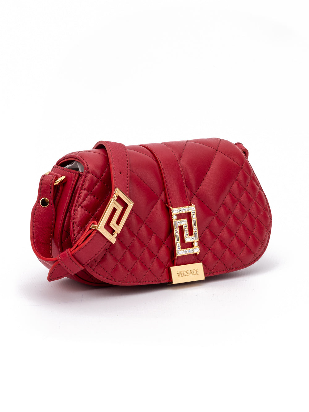 Versace Schultertasche aus rotem gestepptem Leder