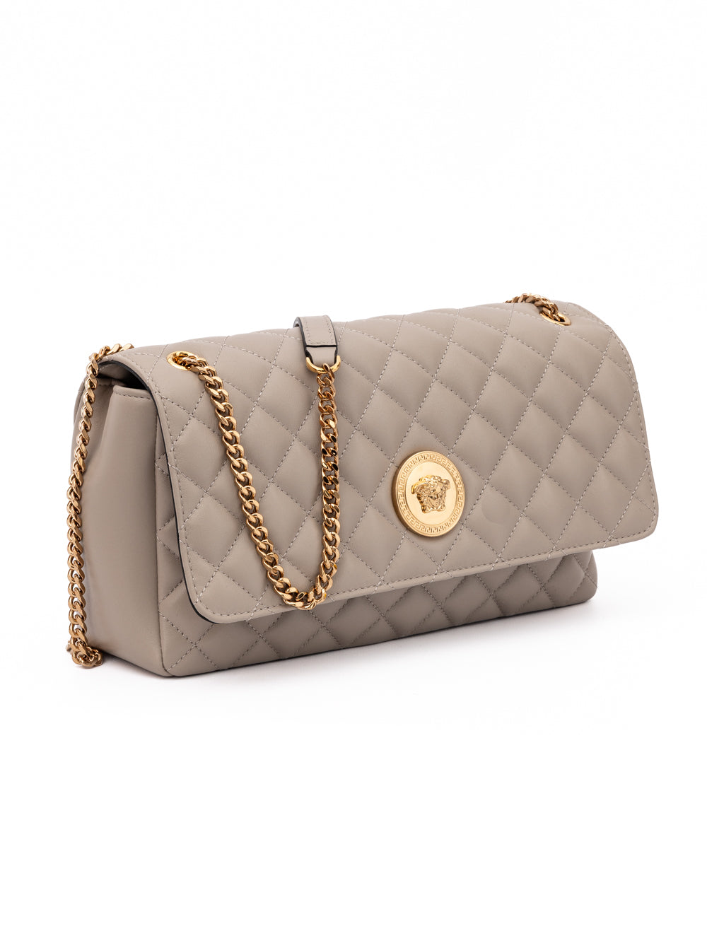 Versace Taupe Quilted Leather Handbag