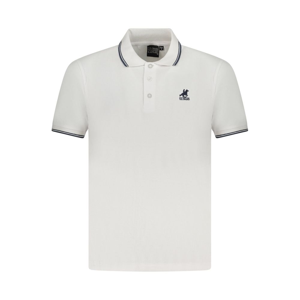 U.S. Grand White Cotton Men's Polo Shirt