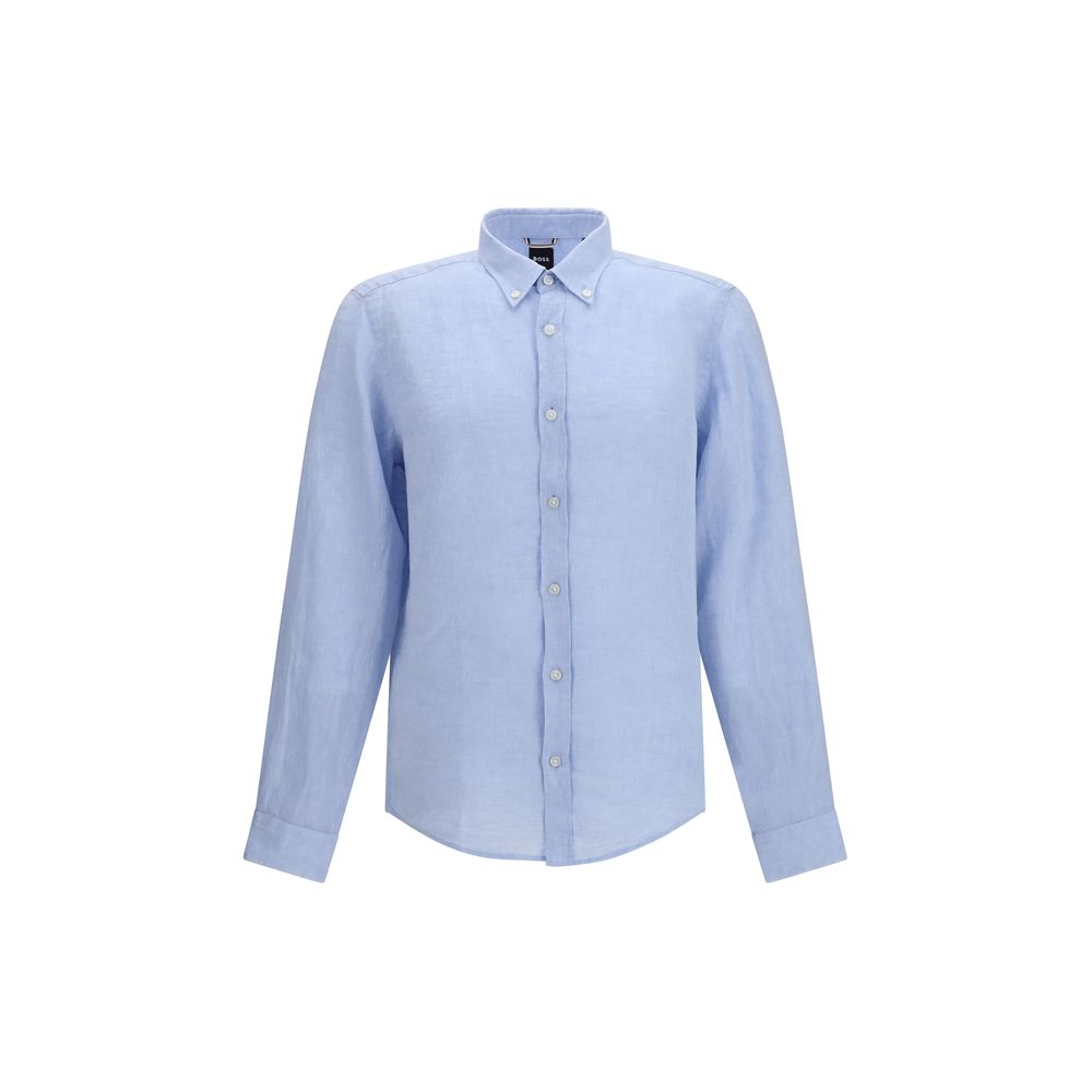 Hugo Boss Black Blue Linen Shirt