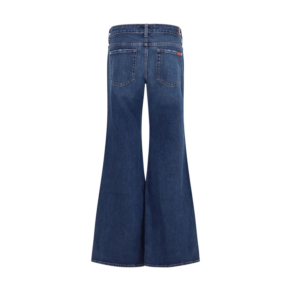 7FOR Blaue Ausgestellte Baumwolljeans