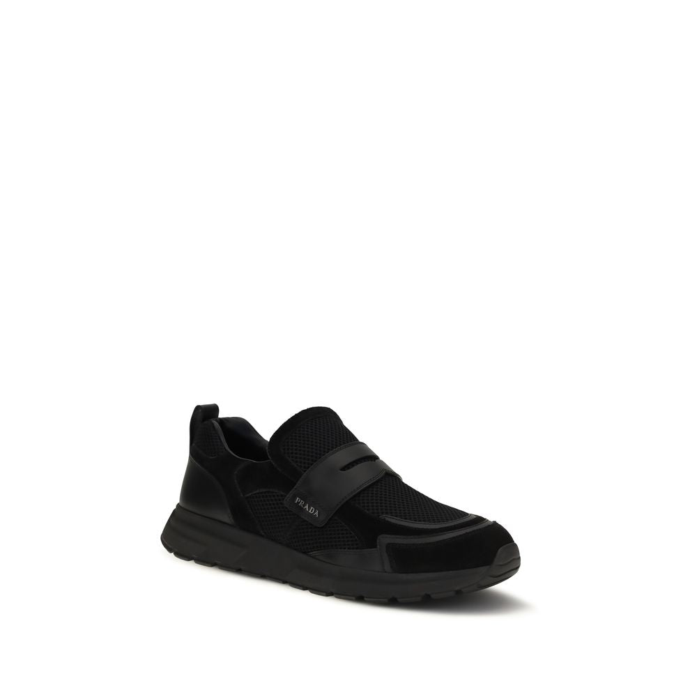 Prada Schwarze Kalbsleder Bos Taurus Athletic-Sneakers