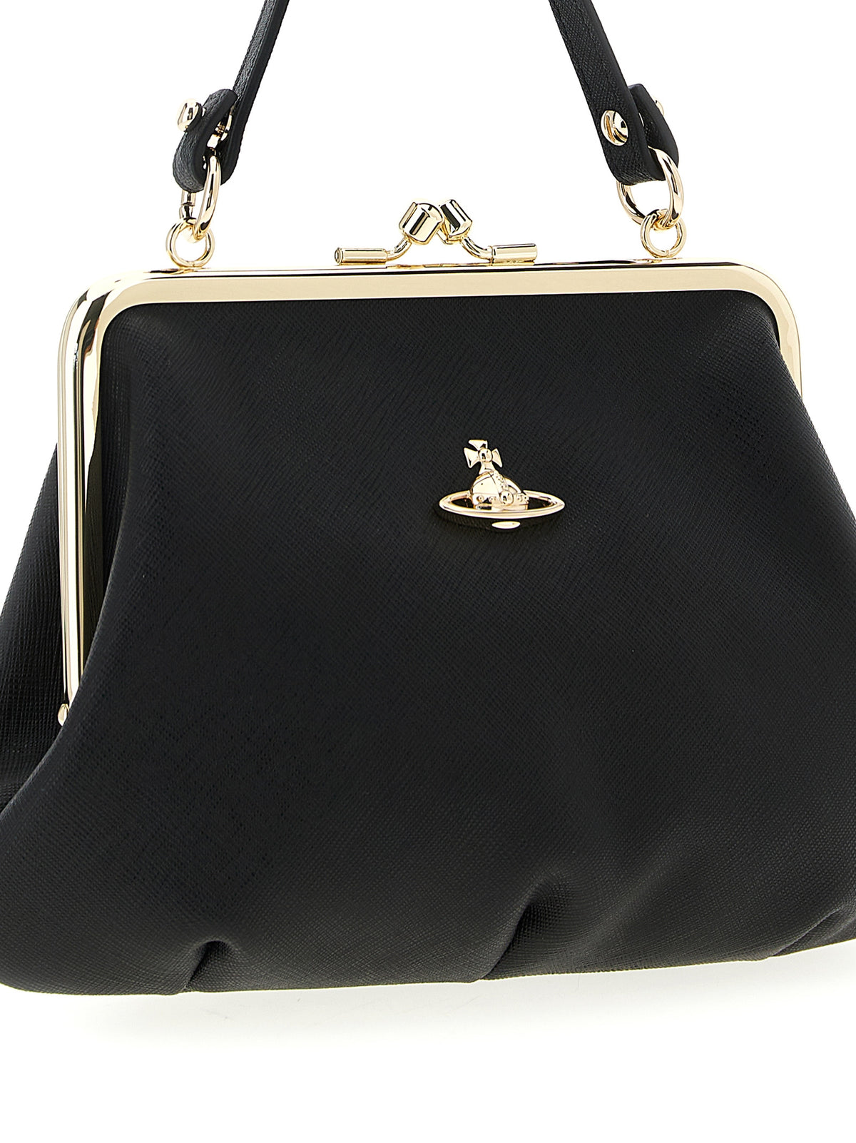 Vivienne Westwood Granny Frame Black Leather Handbag