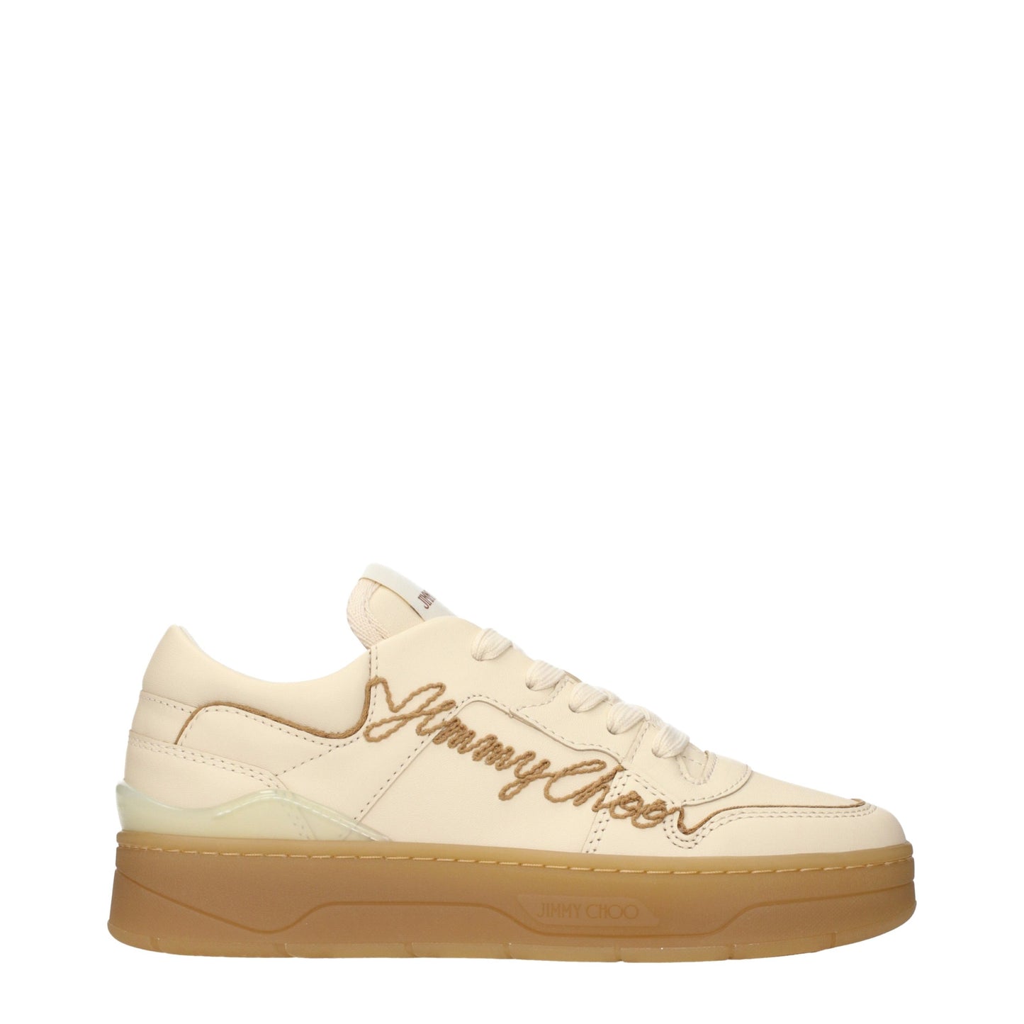 Jimmy Choo Beige Leather Low Top Sneakers