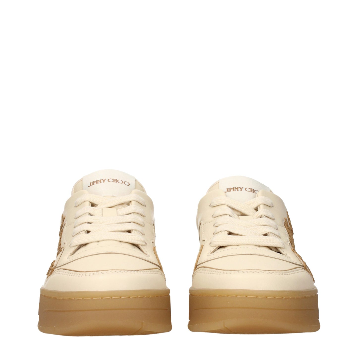 Jimmy Choo Beige Leather Low Top Sneakers