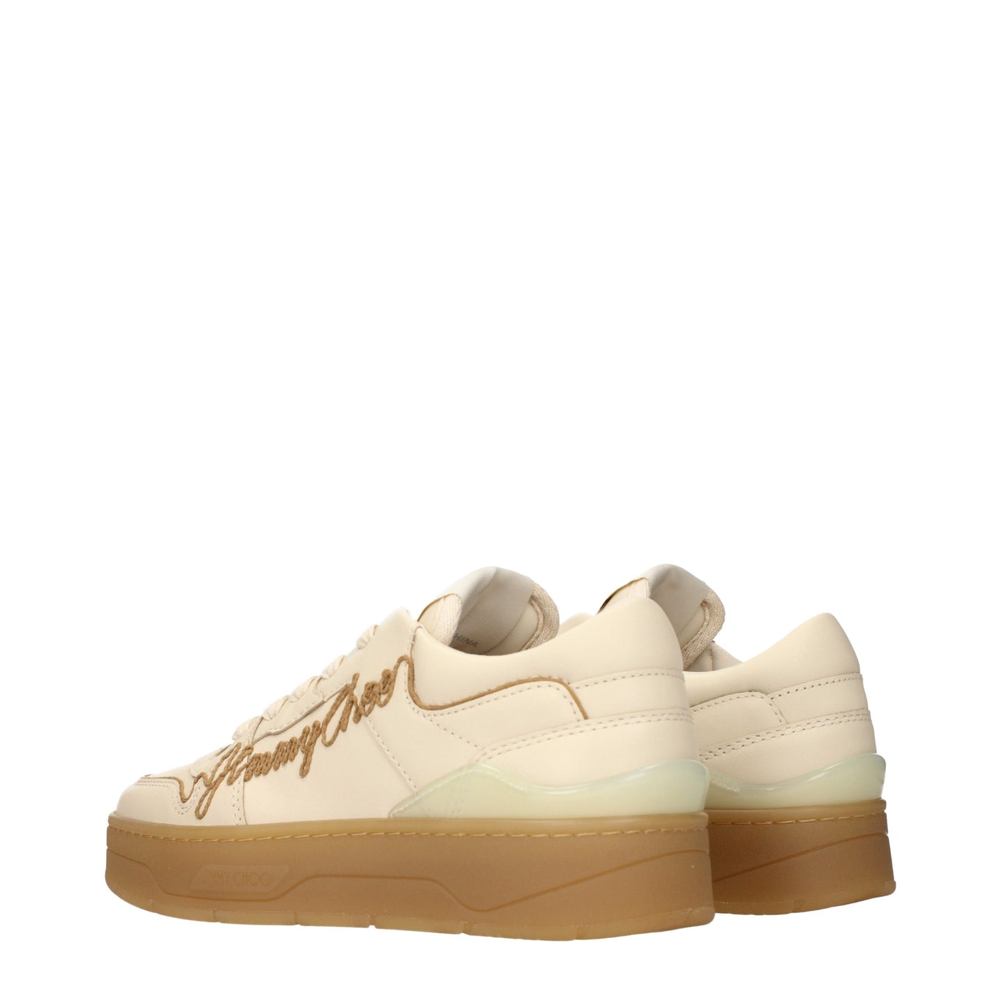 Jimmy Choo Beige Leather Low Top Sneakers