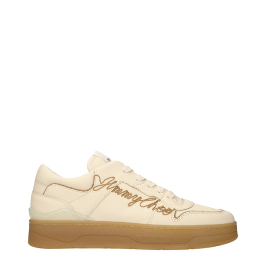 Jimmy Choo Beige Leder-Sneaker mit niedrigem Schaft