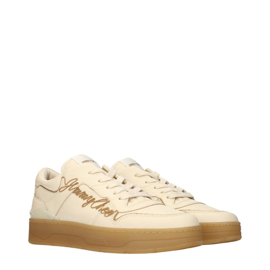 Jimmy Choo Beige Leder-Sneaker mit niedrigem Schaft