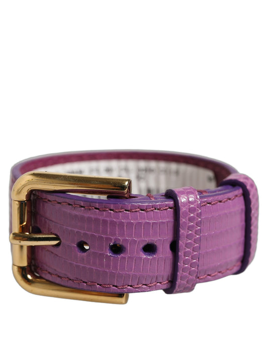 Dolce & Gabbana Purple Leather Gold Buckle Belt Strap Bracelet
