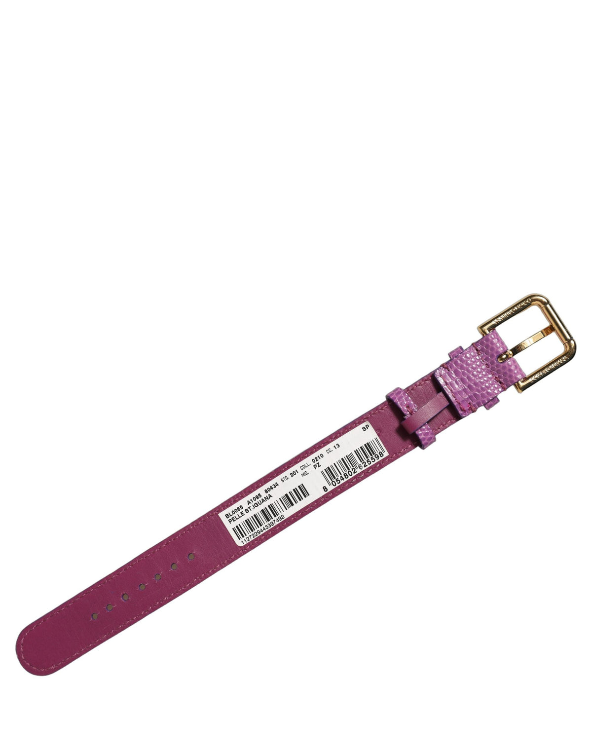 Dolce & Gabbana Purple Leather Gold Buckle Belt Strap Bracelet