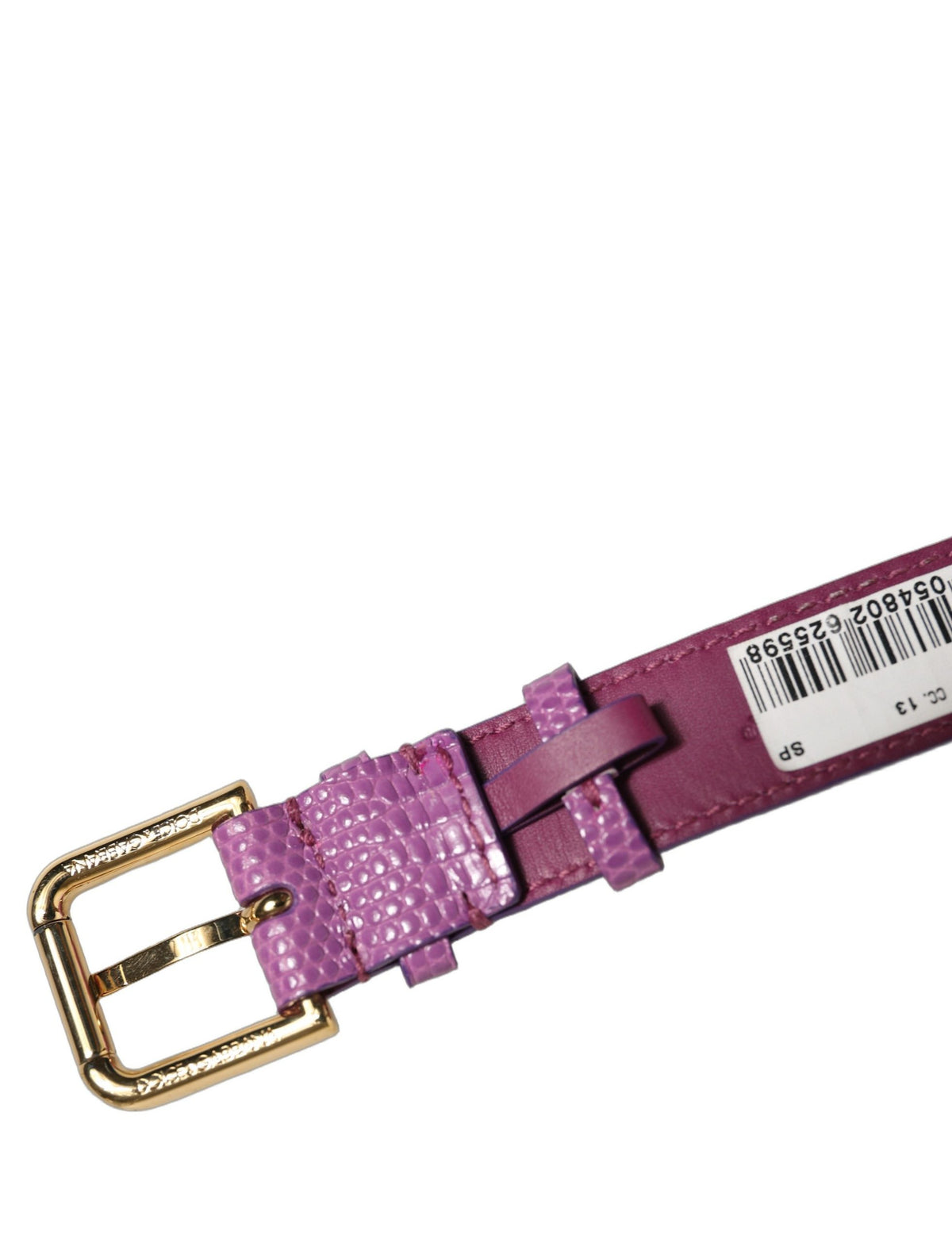 Dolce & Gabbana Purple Leather Gold Buckle Belt Strap Bracelet