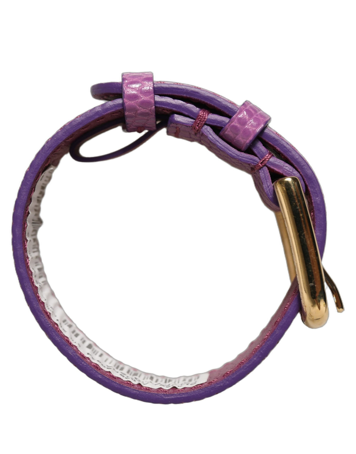 Dolce & Gabbana Purple Leather Gold Buckle Belt Strap Bracelet