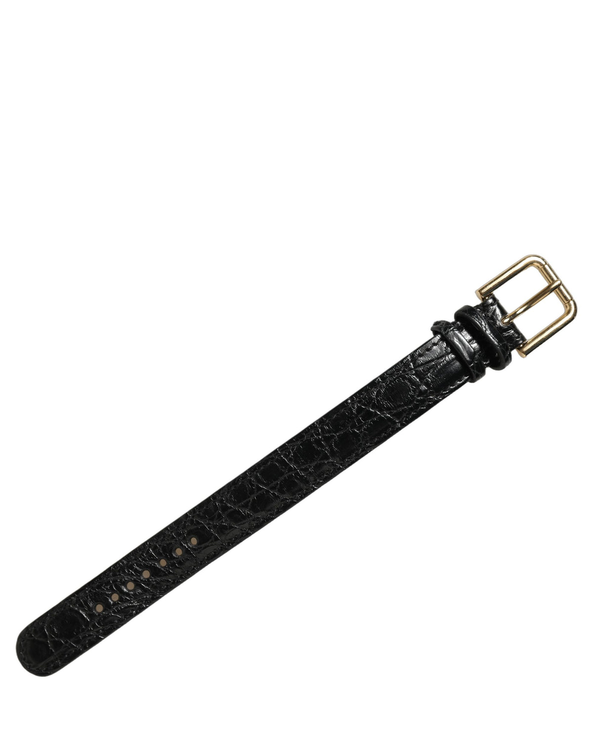 Dolce & Gabbana Schwarzes strukturiertes Lederarmband mit goldener Schnalle
