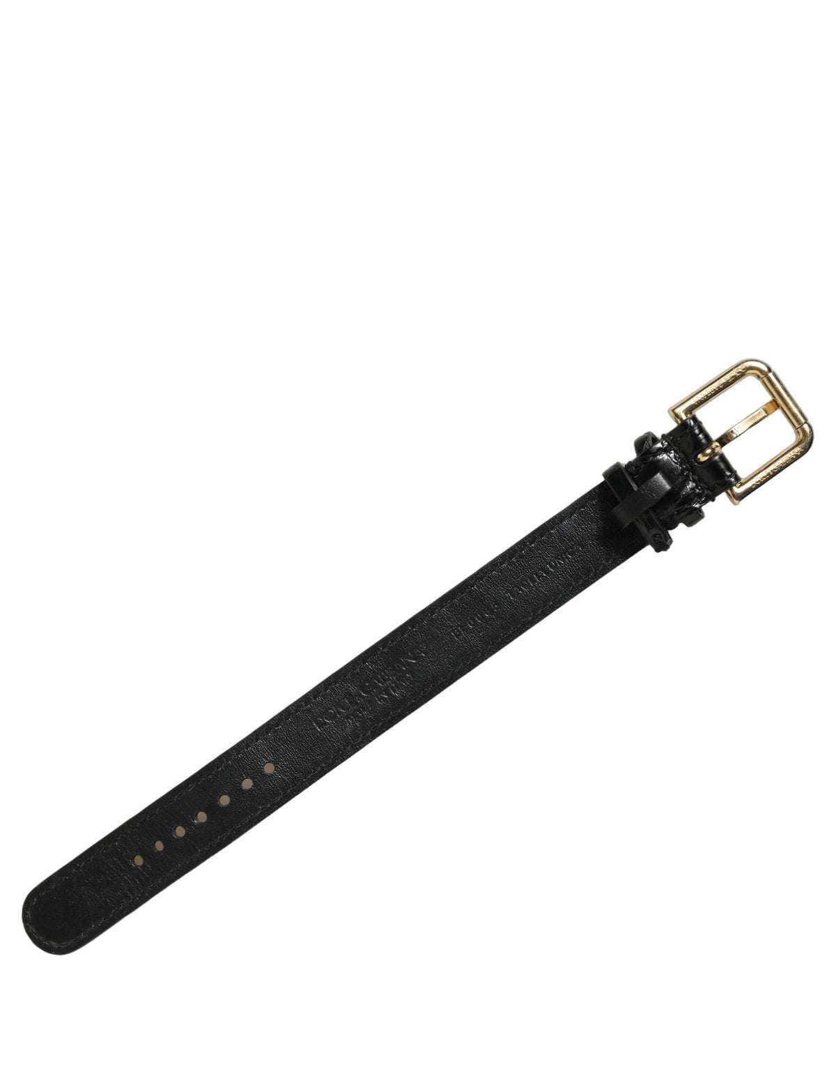 Dolce & Gabbana Schwarzes strukturiertes Lederarmband mit goldener Schnalle