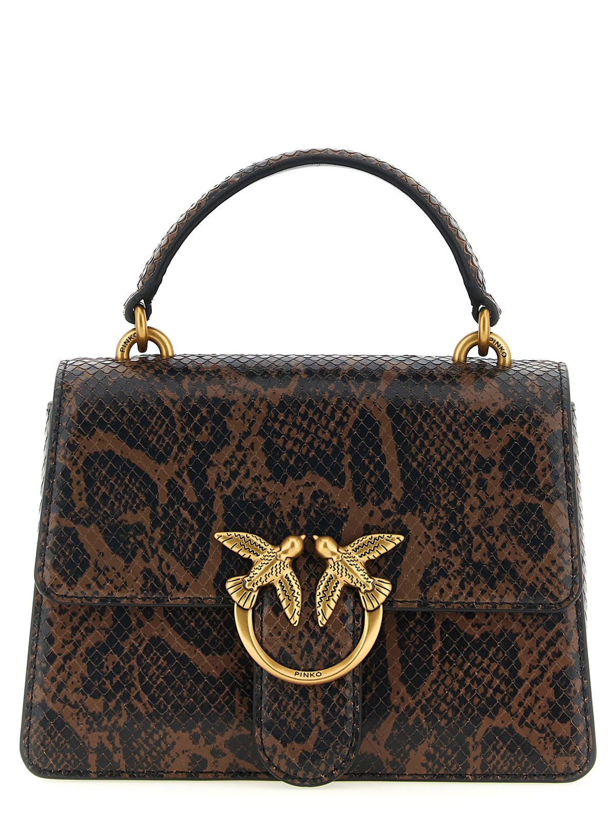 PINKO Mini Love Brown Leather Handbag