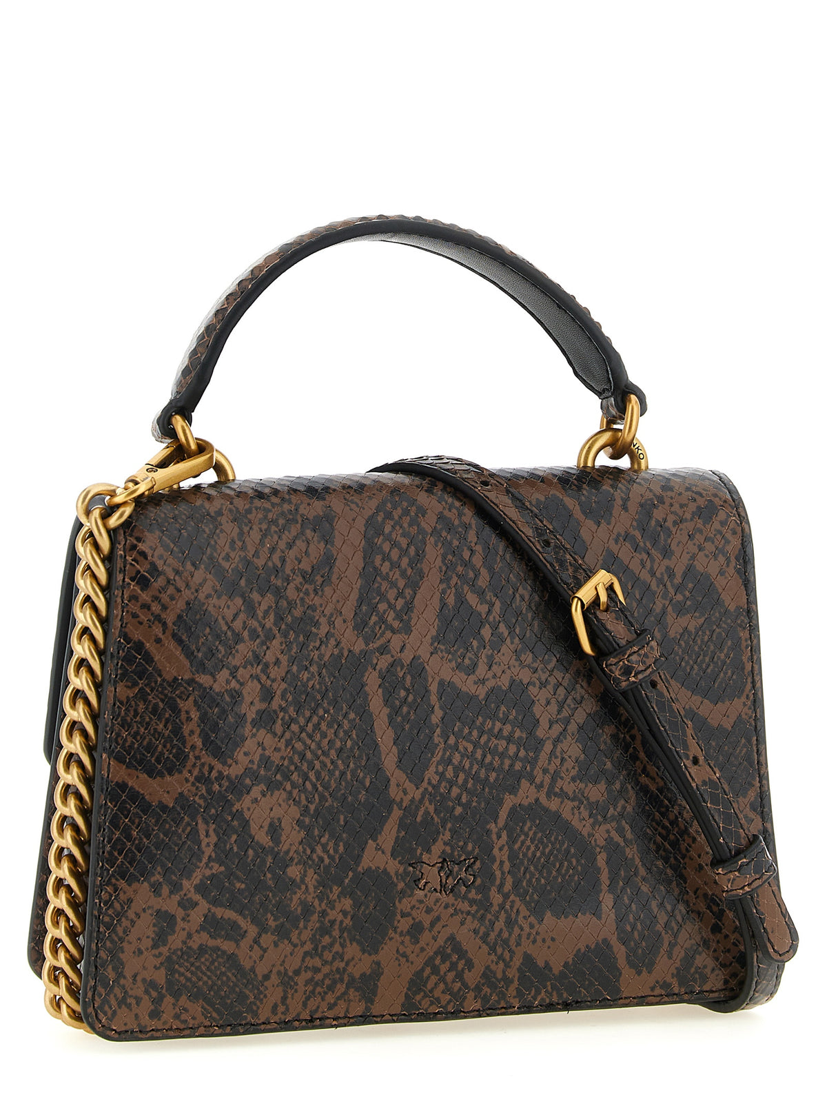 PINKO Mini Love Brown Leather Handbag
