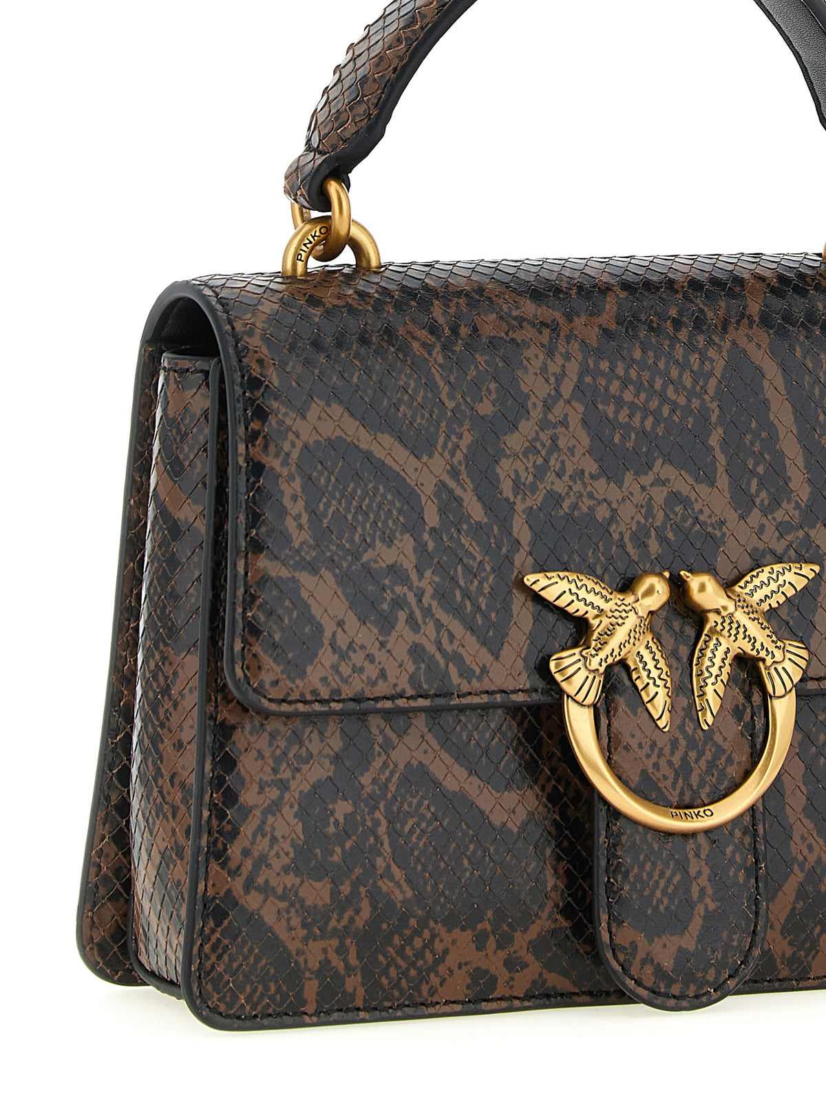 PINKO Mini Love Brown Leather Handbag