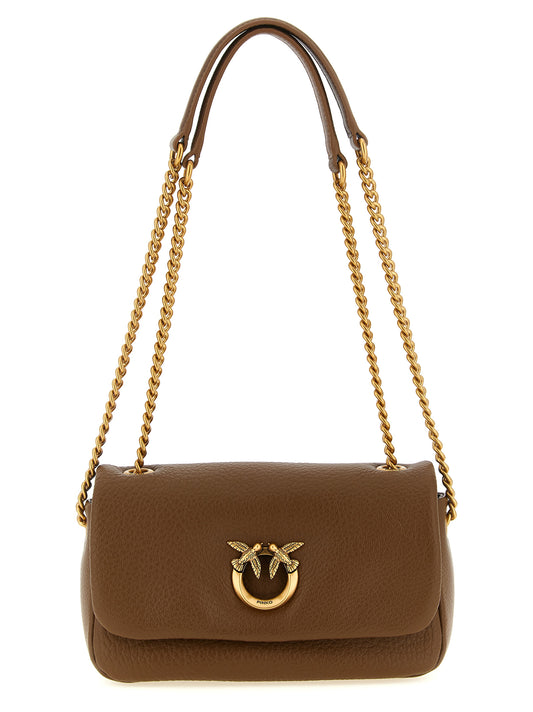 PINKO Saviour Brown Leather Shoulder Bag