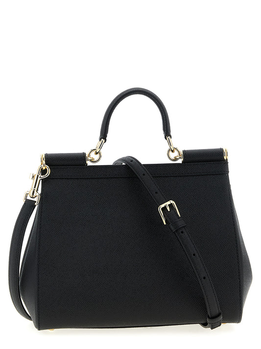 Dolce & Gabbana Sicily Black Leather Handbag