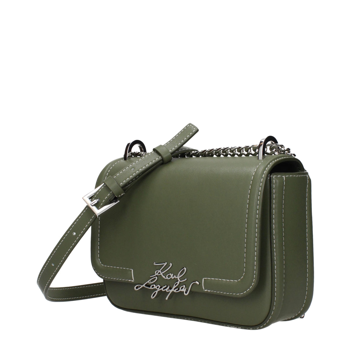 Karl Lagerfeld Green Leather Handbag
