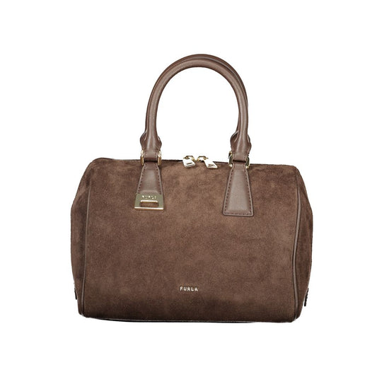 Furla Olivia M Boston Brown Leather Handbag