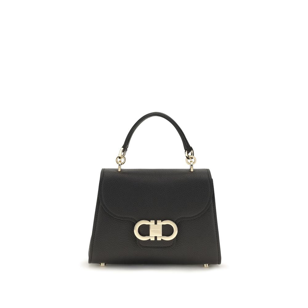 Ferragamo Gancini Mini Black Leather Handbag