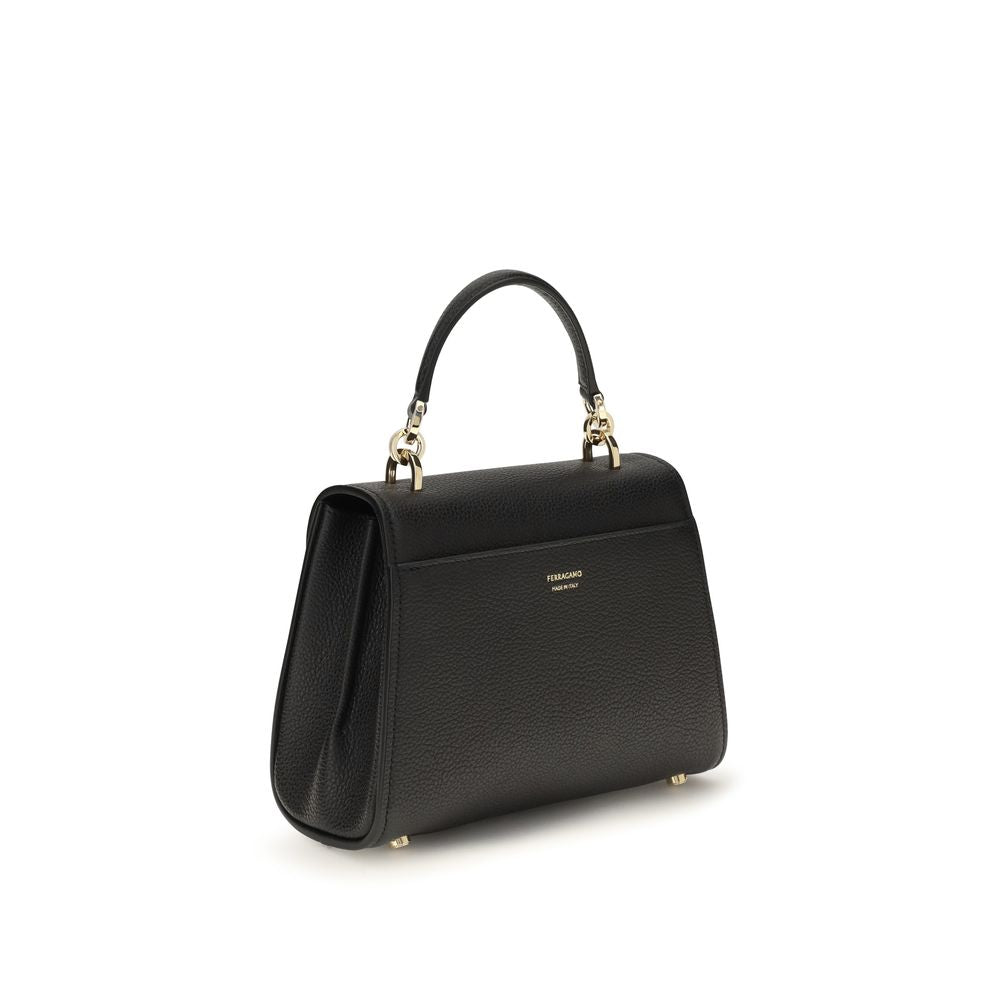 Ferragamo Gancini Mini Black Leather Handbag