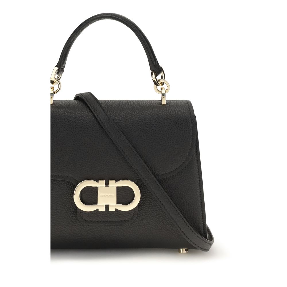 Ferragamo Gancini Mini Black Leather Handbag