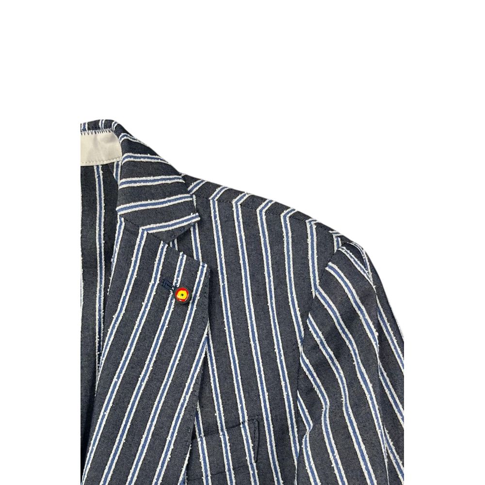 Roberto Pepe Luxury Blue Cotton Men's Blazer