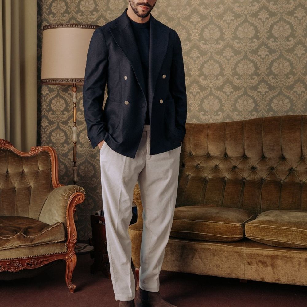 Autore Blue Wool Full-Length Blazer