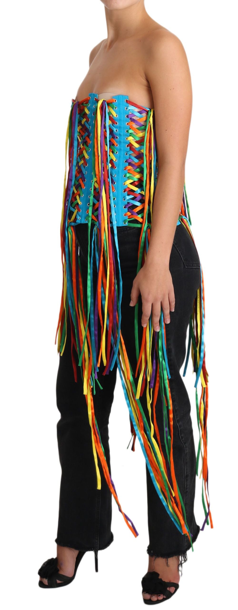 Dolce & Gabbana Multicolor Strings Bustier Polyester Corset  Top