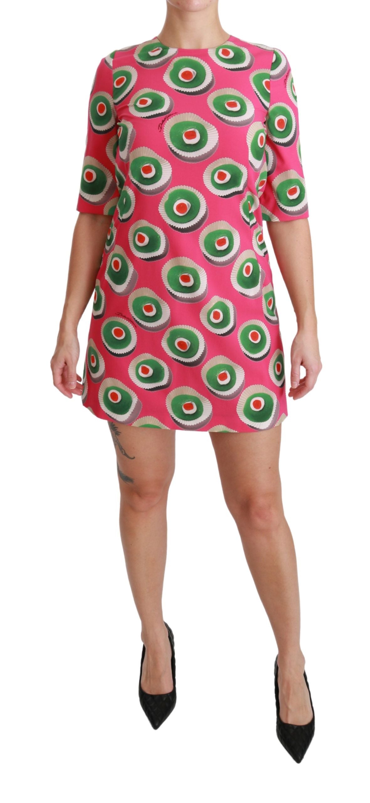 Dolce & Gabbana Pinkes Seiden-Cupcake-Shift-Stretchkleid