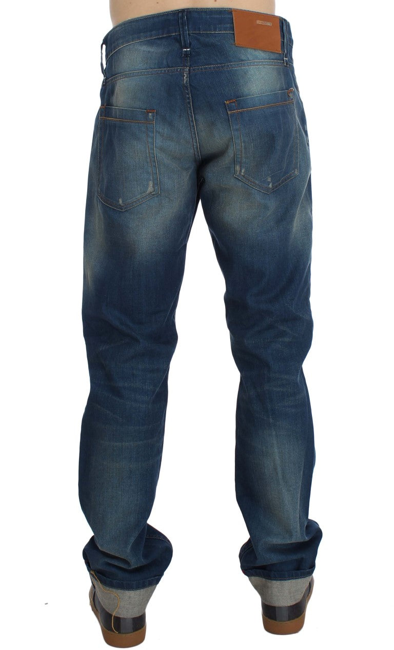 Acht Blue Wash Denim Cotton Stretch Fit Jeans
